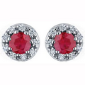 3.8mm Ruby and Diamond Stud Earrings in 14K White Gold (0.12 CT. T.W.)